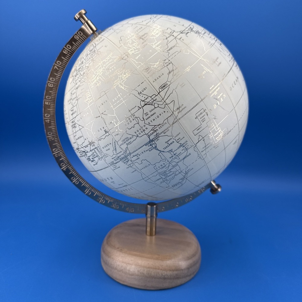 Vintage Style World Globe with Wooden Base 12" - Decorative Desk Globe DSK
